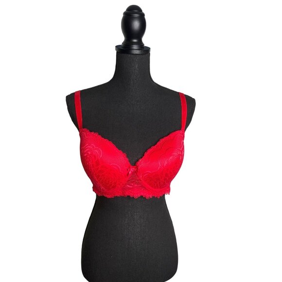 Rene Rofe Women's Red Lace Bra Padded with Underwire 38DD NWOT - Picture 1 of 7
